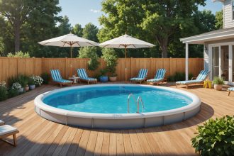 Préparation du sol pour une piscine tubulaire dans le jardin
