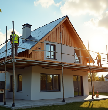 Rehausser une maison : astuces et conseils pour optimiser votre espace Ouvriers soulevant le toit d'une maison avec équipement moderne