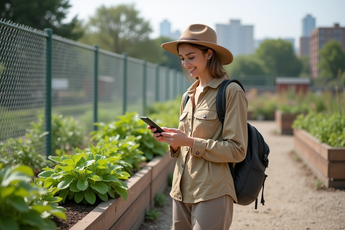 Jeune femme utilisant son smartphone pour régler un timer d