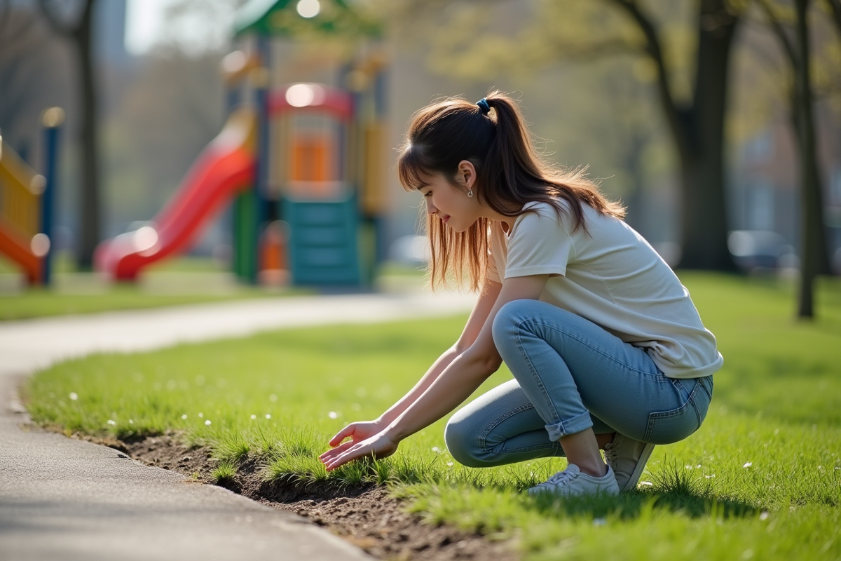 Jeune femme touchant l