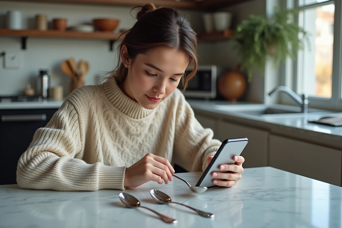 Jeune femme vérifiant un couver d