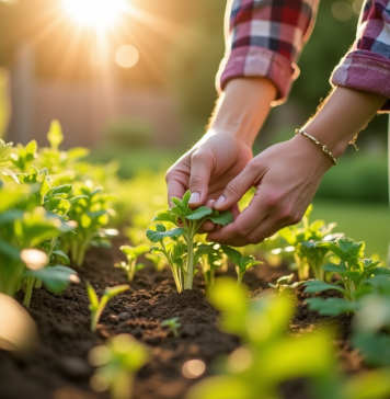 Jardiner sans désherbant puissant interdit : est-ce possible ? Mains de jardinier arrachant des mauvaises herbes dans un jardin ensoleille