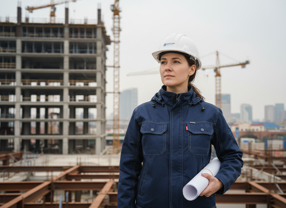 Ingénieure civile sur un chantier urbain