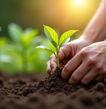 Cultiver du chèvrefeuille à partir de boutures : conseils et astuces Gros plan de mains plantant un chèvrefeuille dans un sol humide